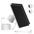 Solar panel kit with black solar panel, white mounting bracket, cable and clips