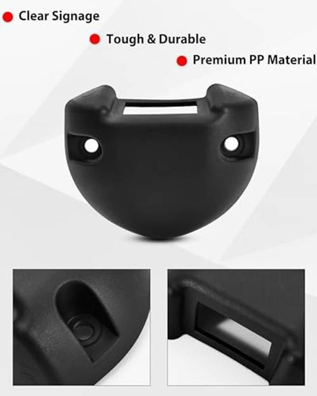 Black curved switch housing base cover with two side holes and top strap grip