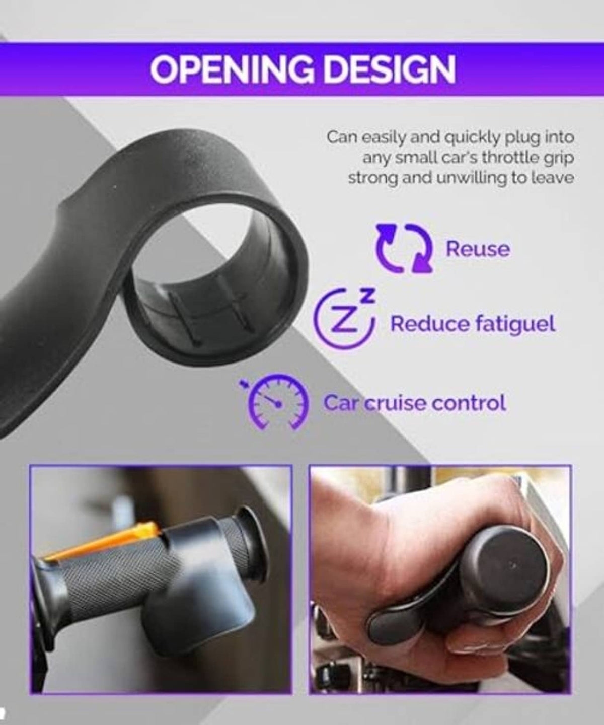 Black throttle assist sleeve with circular opening, curved cover for cruise control