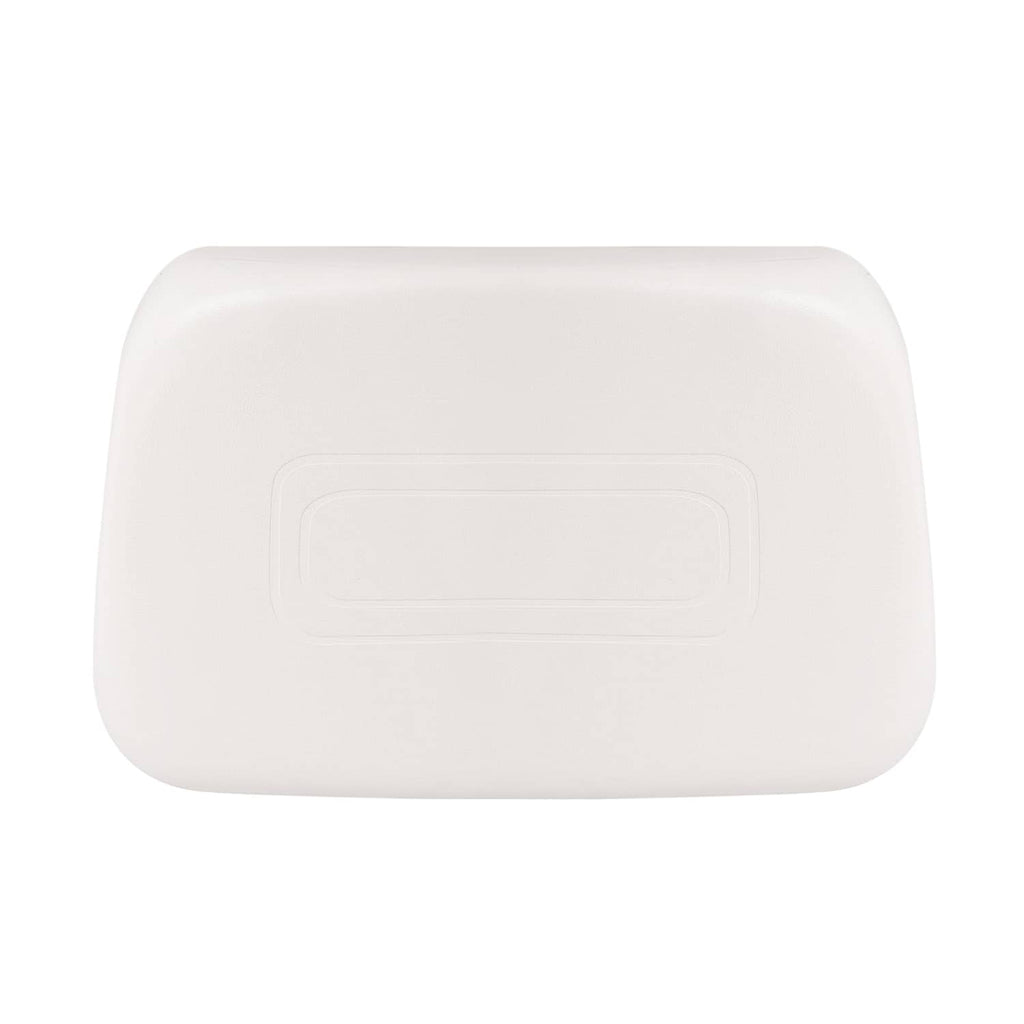 White seat back cushion with centered recessed panel detail and rounded rectangular shape