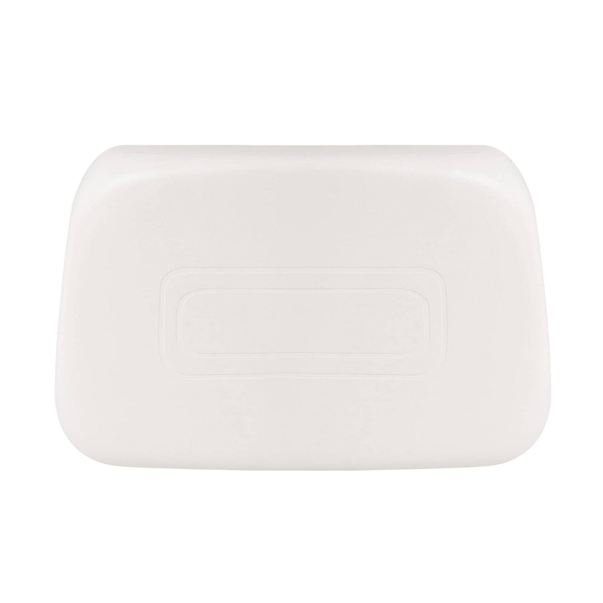 White seat back cushion with centered recessed panel detail and rounded rectangular shape