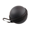 Black PU billiard ball case with zip closure and metal clip, oval shell