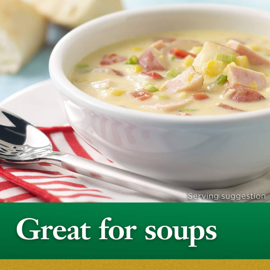 Chicken soup serving suggestion, Great for soups label