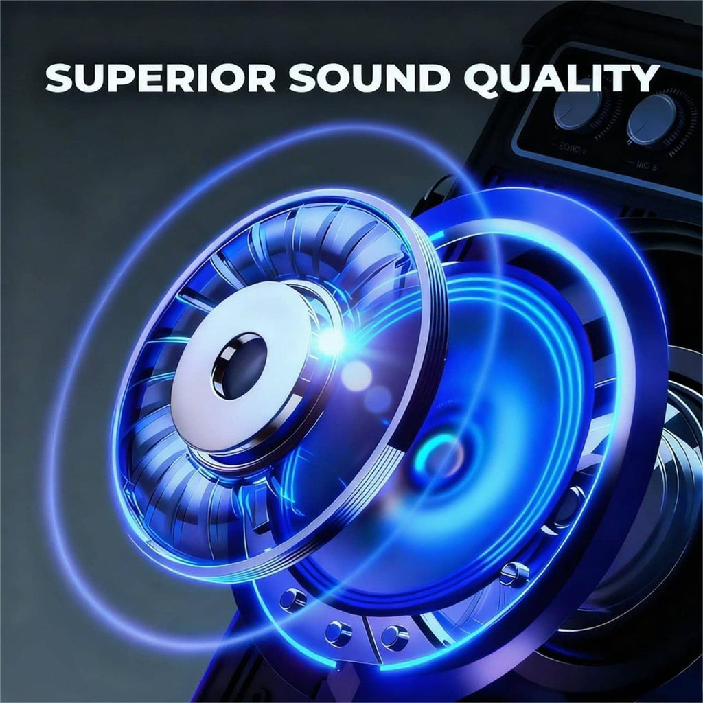 Karaoke speaker woofer with bright blue LED light effects