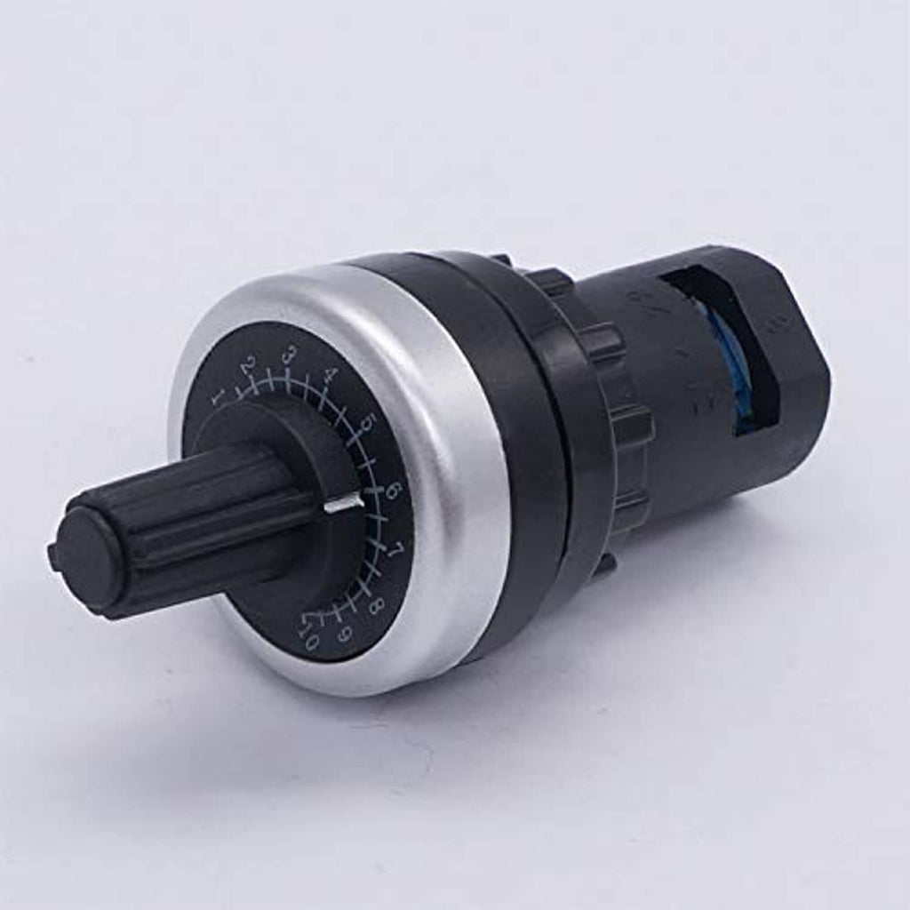 Rotary potentiometer with black shaft and silver face plate