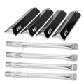 Set of black grill heat plates with mounting brackets and vent slots