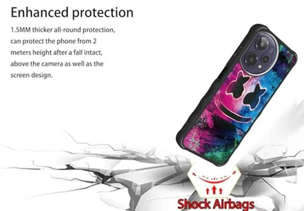 Shock-protective phone case with neon cat graffiti art and thick all-around edges
