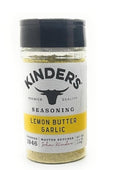 Kinder's Lemon Butter Garlic seasoning bottle with dark cap, 1 oz