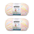 Pastel rainbow super bulky yarn 2-pack with Bernat Baby Blanket labels