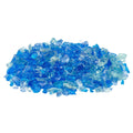 Blue fire pit glass rocks with faceted, translucent pieces