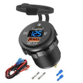 Black car USB outlet with Type-C PD and QC 3.0 ports, LED voltage display