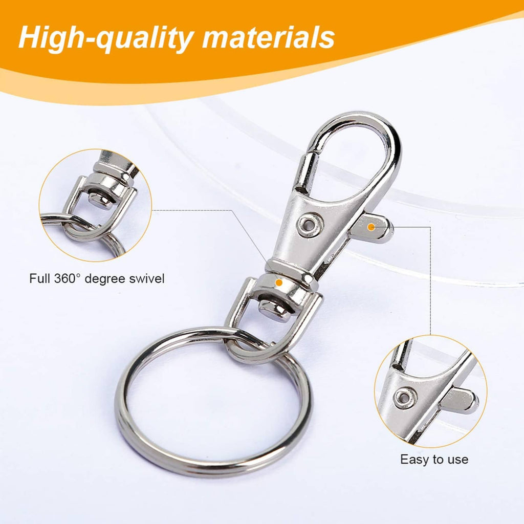 Metal swivel snap hook with key ring, featuring a smooth swiveling clasp