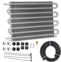Aluminum 8-row transmission oil cooler radiator with fittings and hose adapter kit