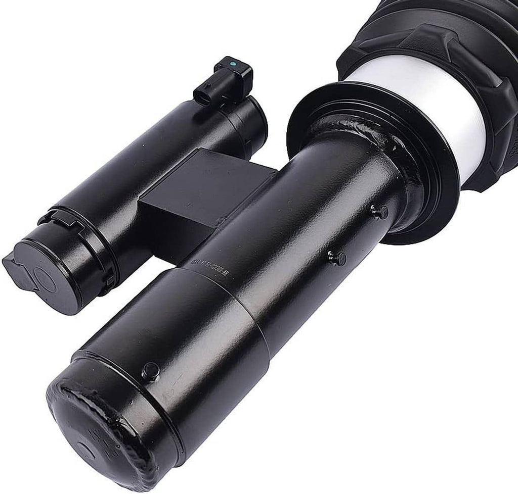 Front right air suspension strut assembly, black body with silver air spring