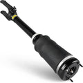 Front air suspension shock strut with black air spring sleeve and metal mounting hardware