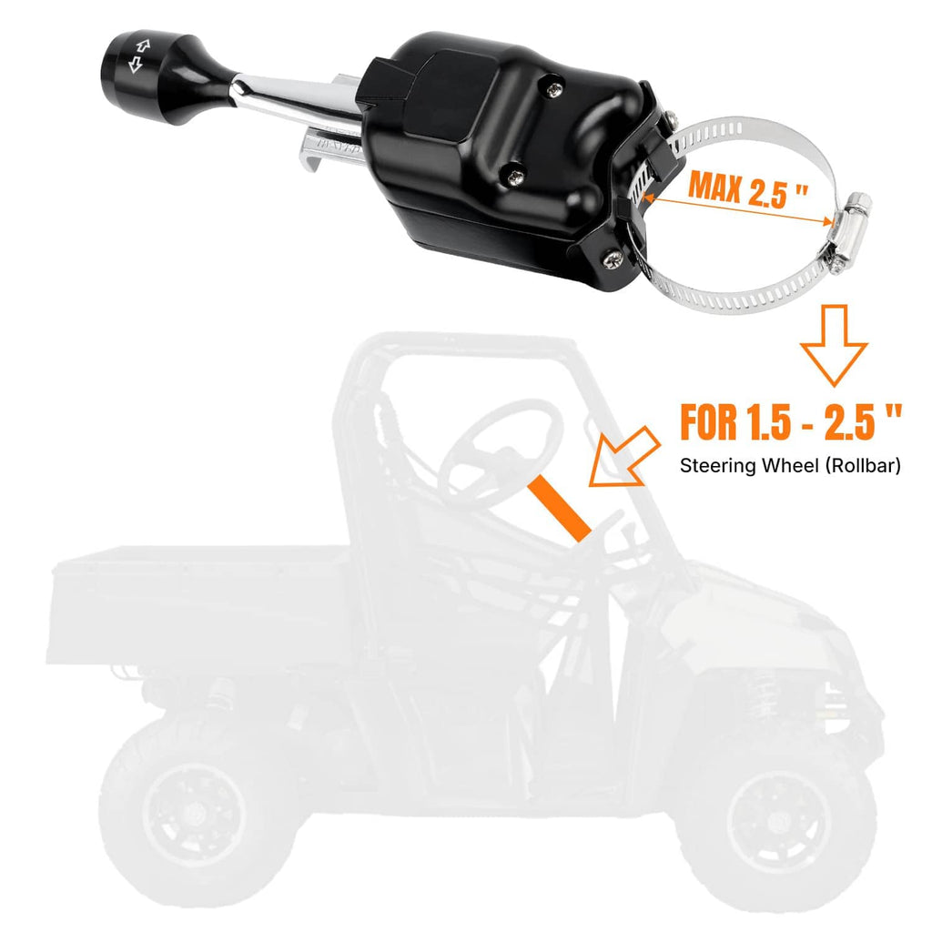 Black horn and turn-signal controller switch with wiring and steering wheel clamp