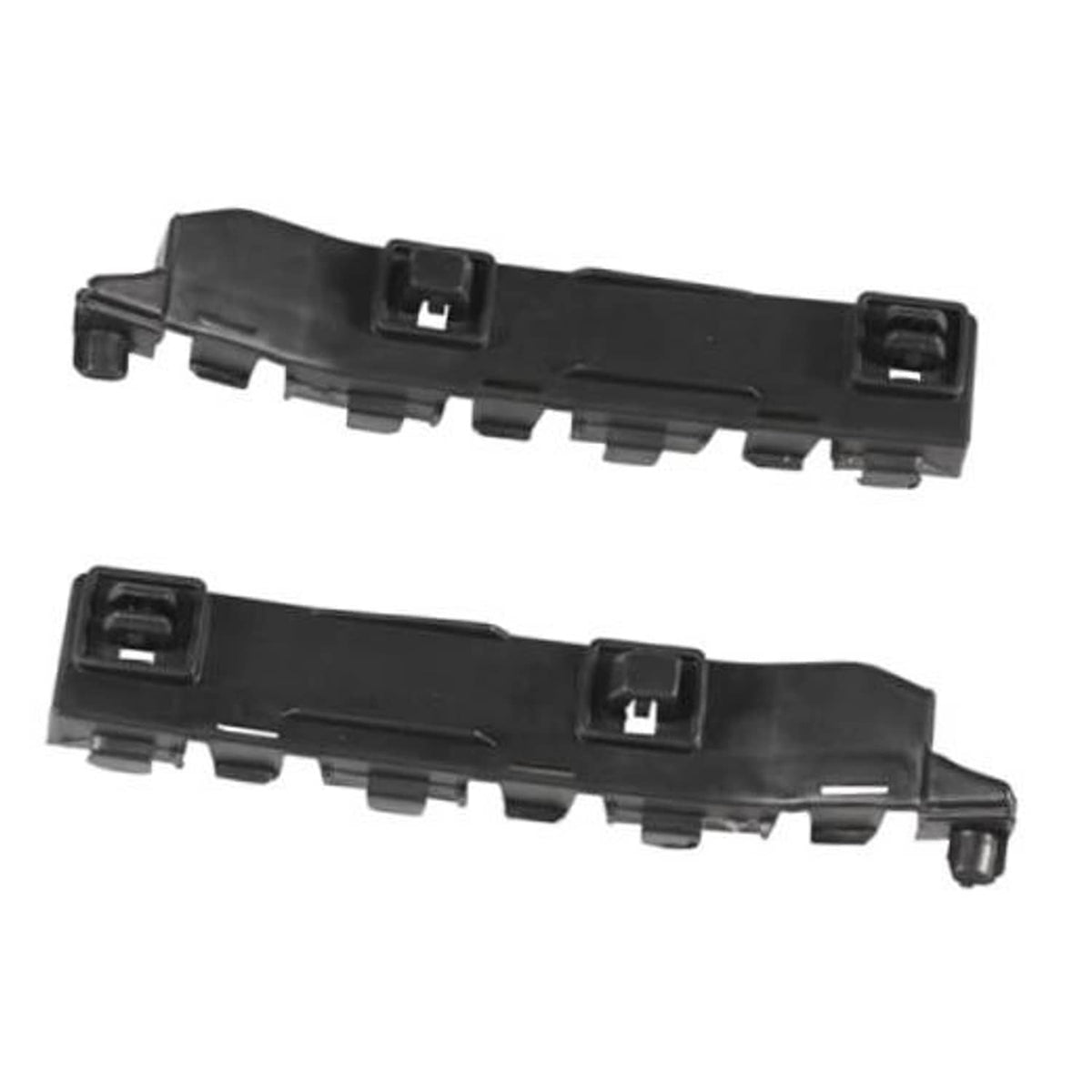 Black front bumper bracket mounting piece with multiple tabs and holes