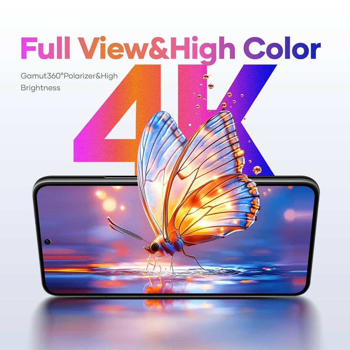 LCD screen replacement showing vivid full-color display on black-framed phone