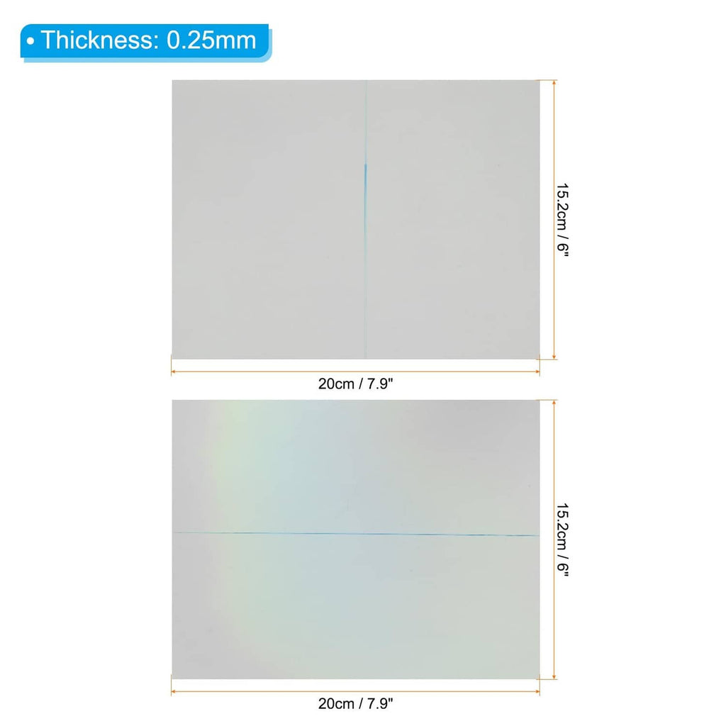 9.7 in polarizer film sheets, 0.25mm thick, two square pieces with size labels