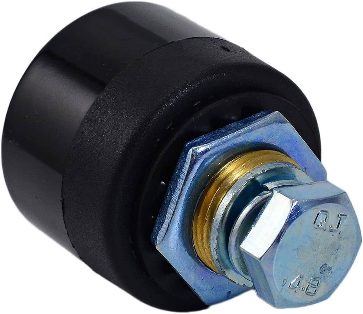 Black TIG welding cable socket connector with brass terminal and metal bolt
