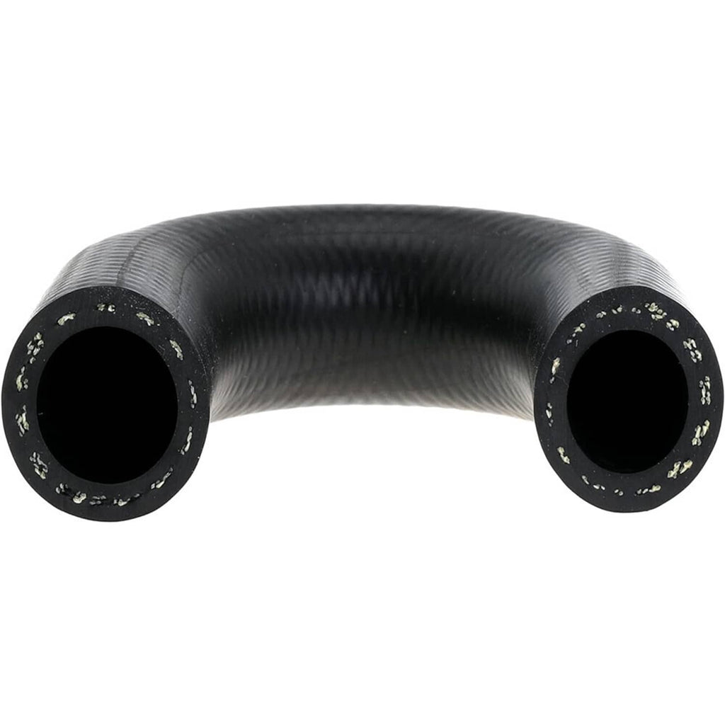 Black heater hose with two open ends and metal clamp bands