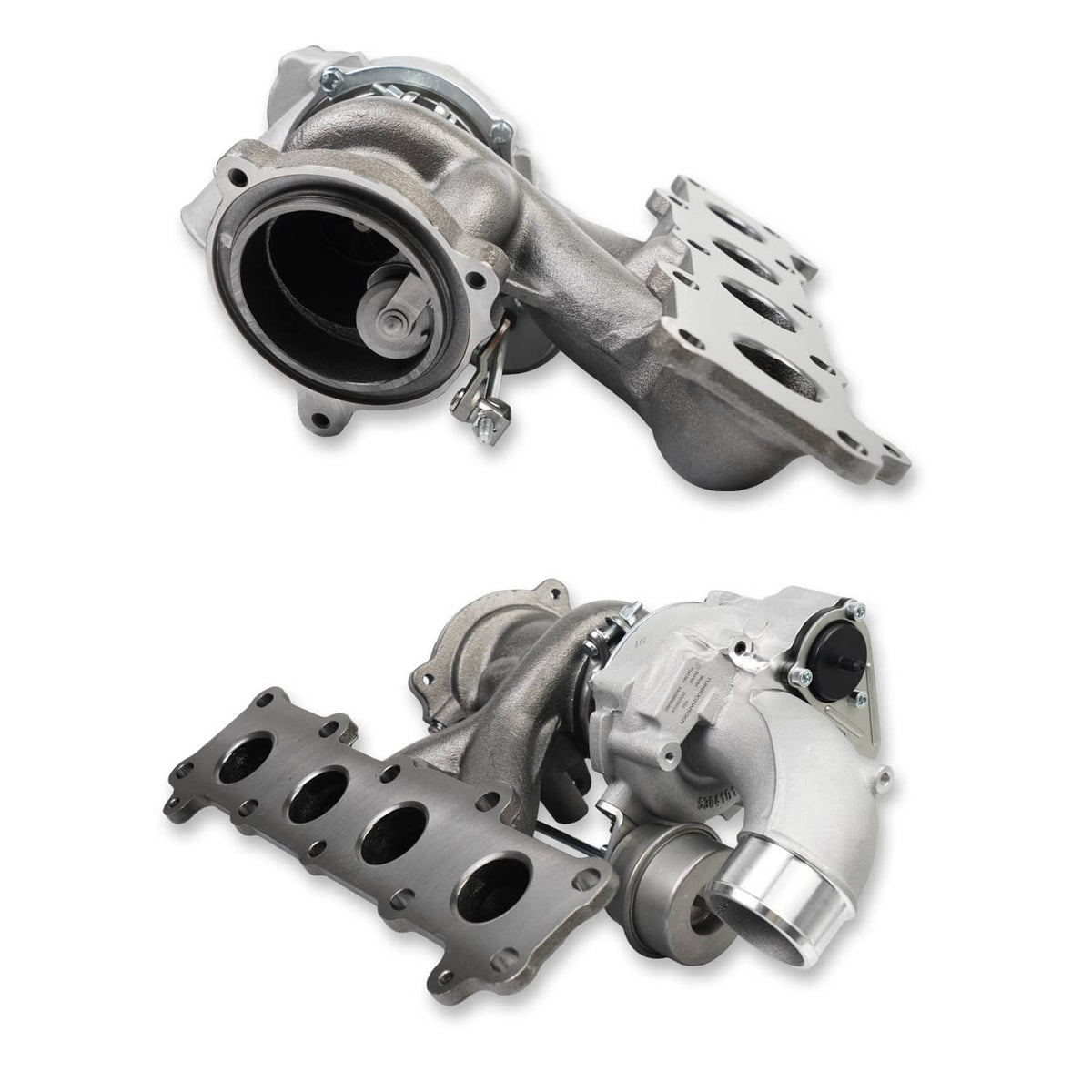 Turbocharger unit with turbine inlet housing and cast metal exhaust manifold