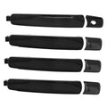 Set of 4 black exterior door handles with keyhole cutout and side mounting tabs