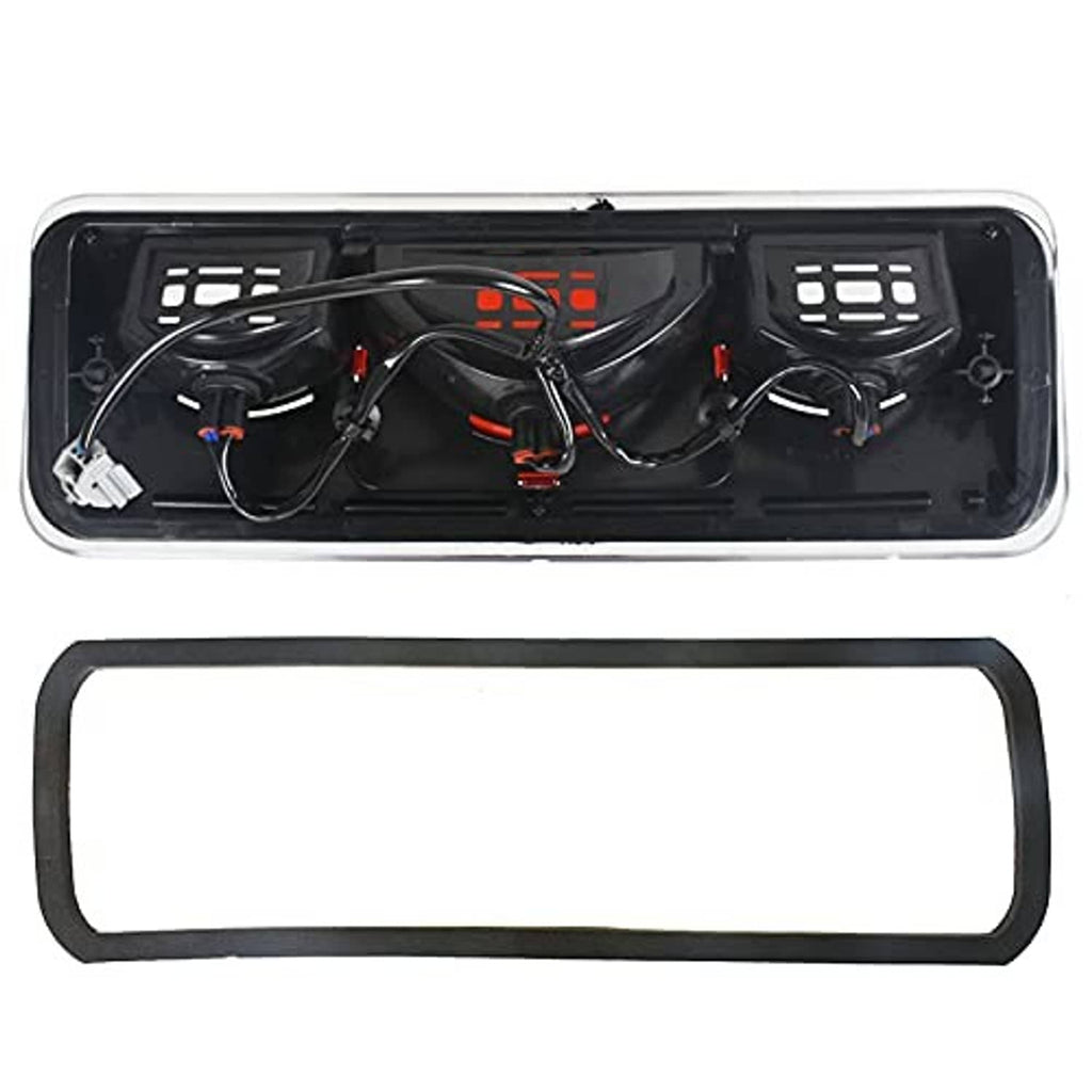 Rear center brake light lamp housing with internal wiring and connector sockets