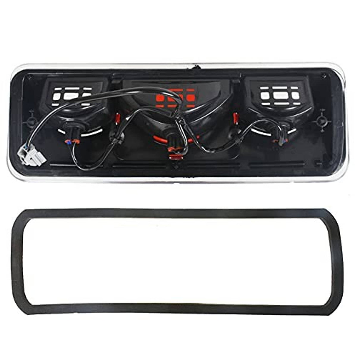 Rear center brake light lamp housing with internal wiring and connector sockets