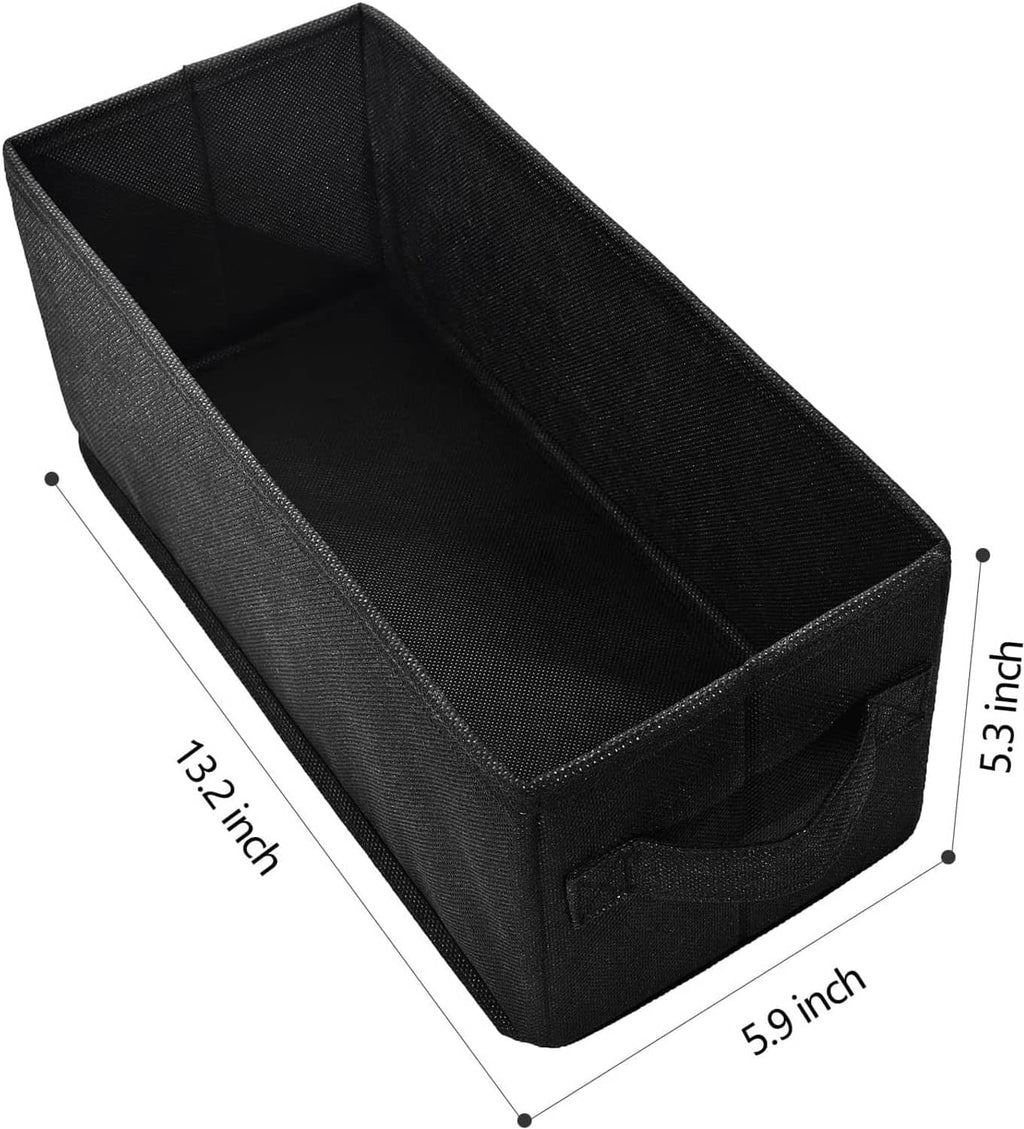 Black fabric CD storage box with open interior and stitched side handle