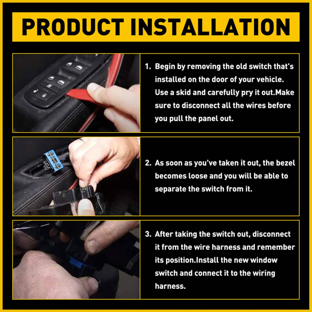 Power window master control switch being removed from a vehicle door panel