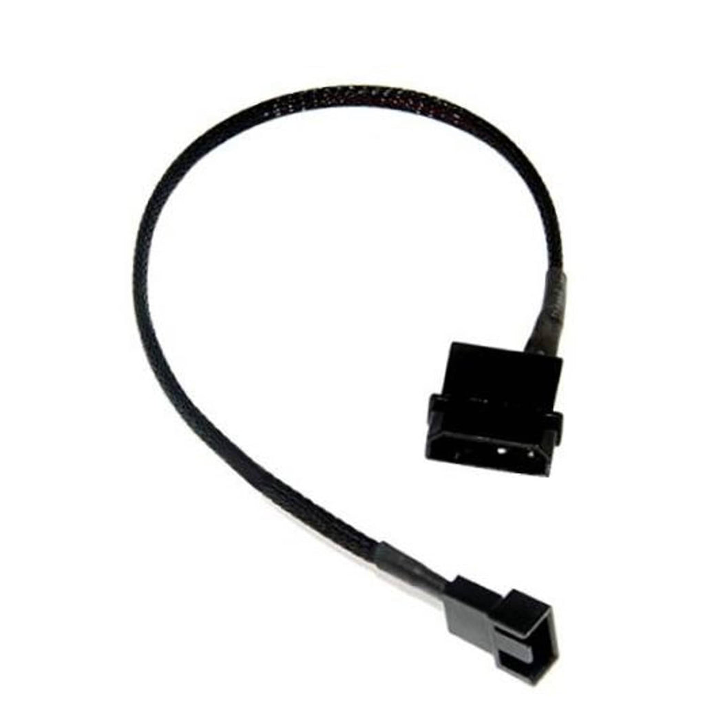 PC case fan power adapter cable, black 4-pin to 3-pin connectors