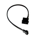 PC case fan power adapter cable, black 4-pin to 3-pin connectors