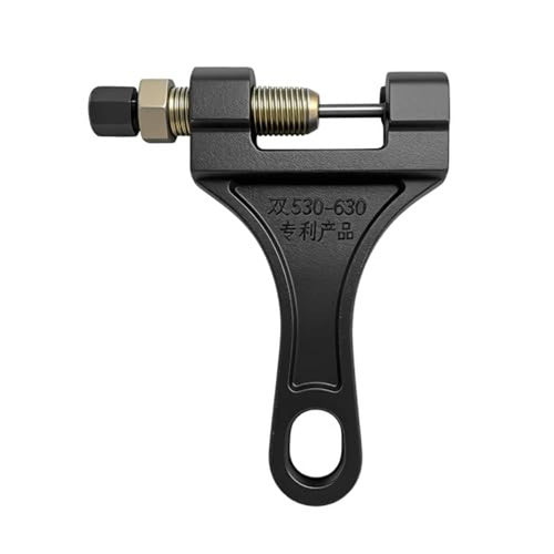 Universal motorcycle chain breaker tool for 530-630 chain links, black metal frame
