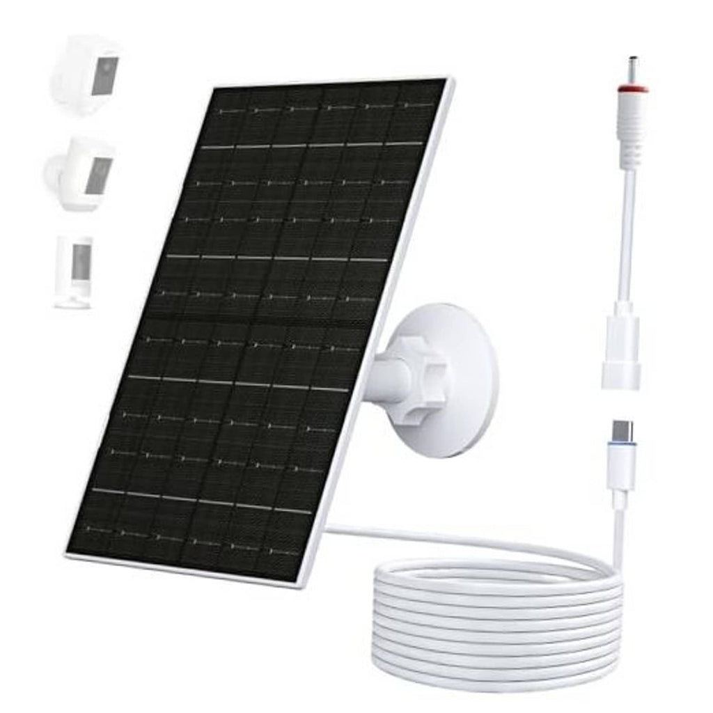 Solar panel charger kit with wall mount bracket, USB cable, and coiled charging cord