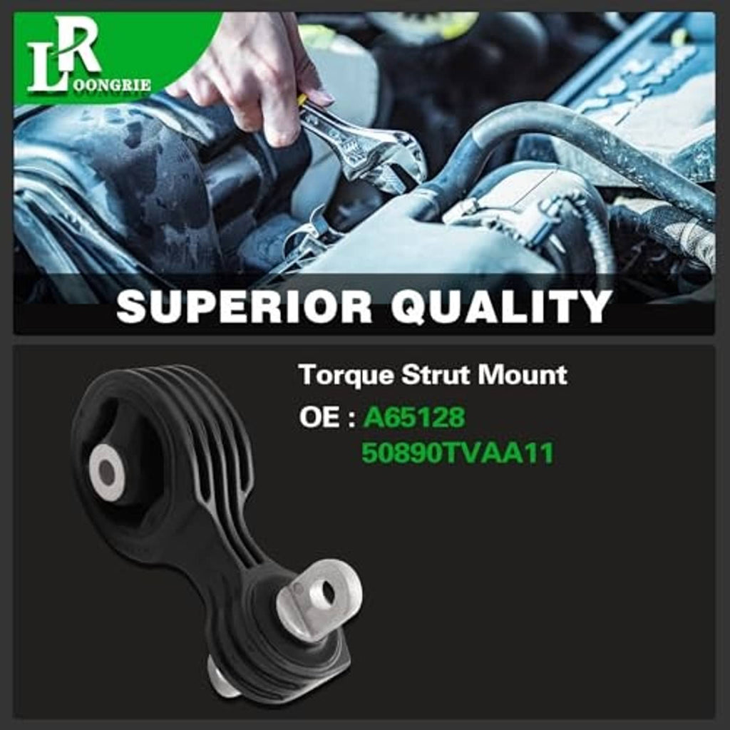 Torque strut mount with black rubber boot and two silver side mounting holes