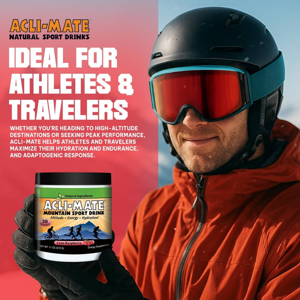 Acli-Mate mountain sport drink tub, cran-raspberry flavor, 30 servings, front label