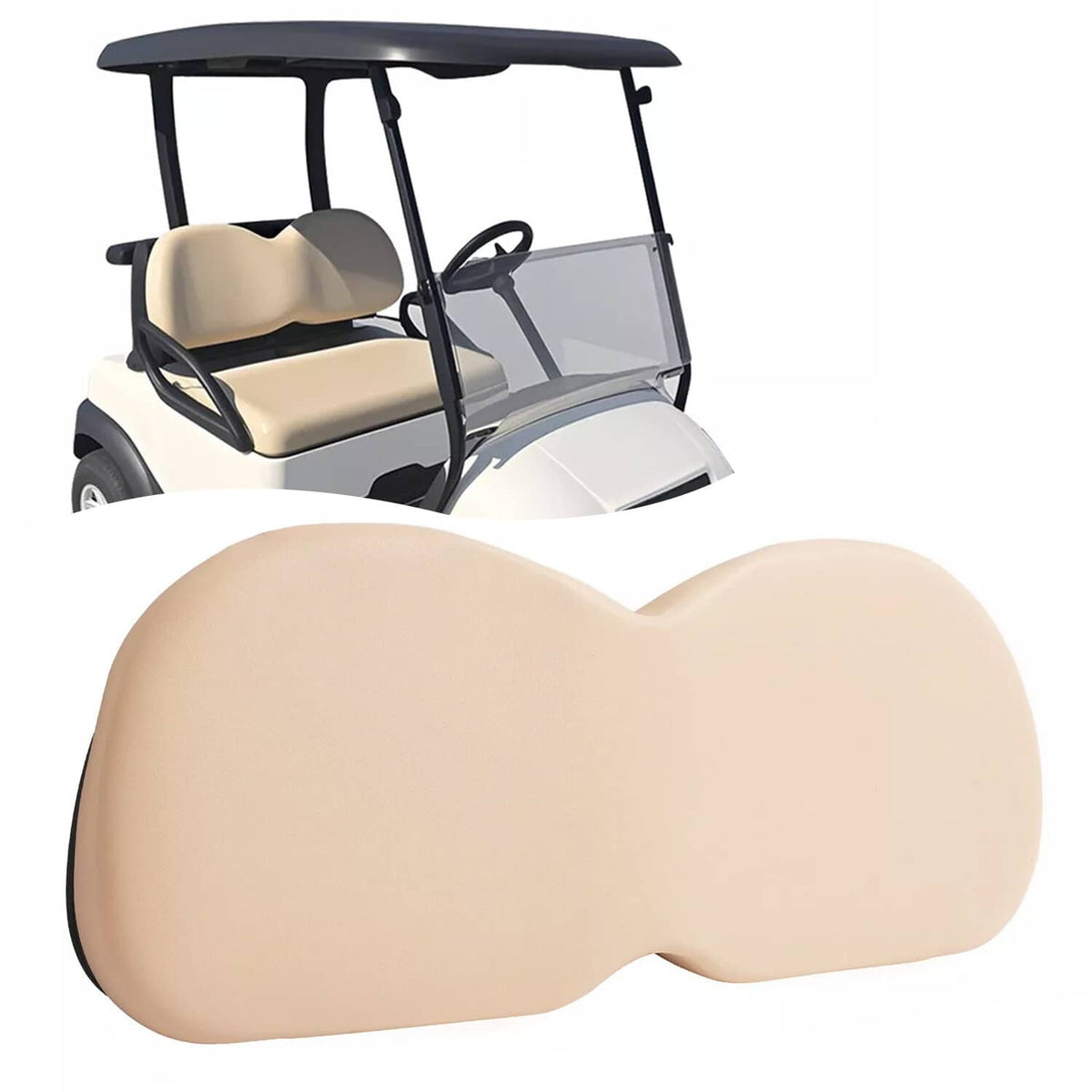 Beige contoured seat back cushion insert for golf cart bench seats