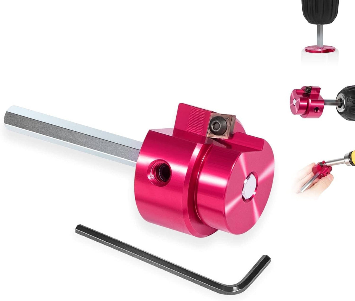 Red PVC pipe reamer with aluminum body and hex shaft