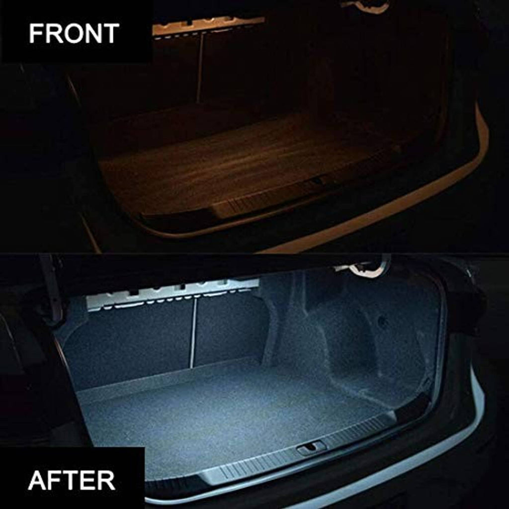 Car trunk/boot area dome LED light on, illuminating the cargo space