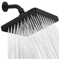 Midnight black matte 8-inch square rain shower head with full spray nozzles