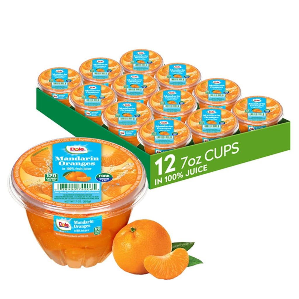 Pack of 12 Mandarin Oranges fruit cups in 100% juice with sealed lids