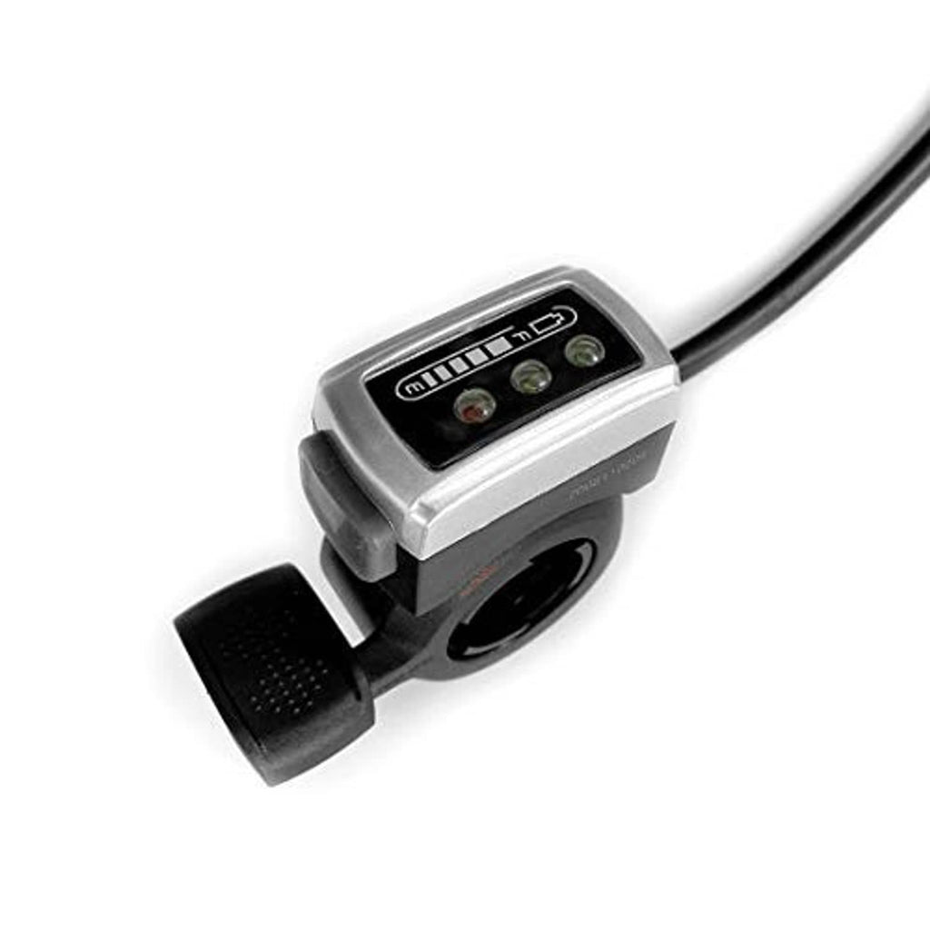 Thumb throttle control unit with LED indicator panel and black textured grip housing