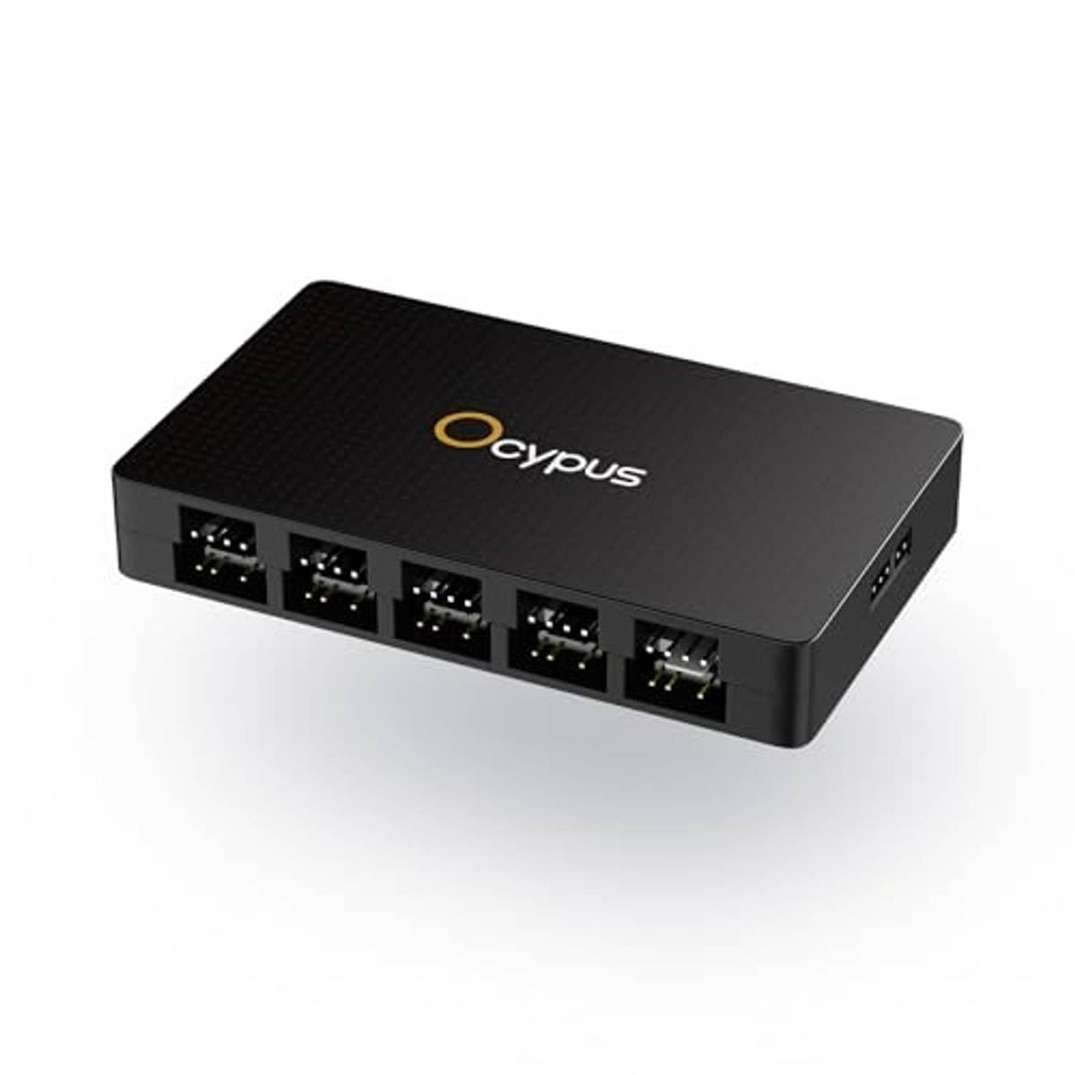 Compact black PC fan hub with multiple fan port connectors on the front edge