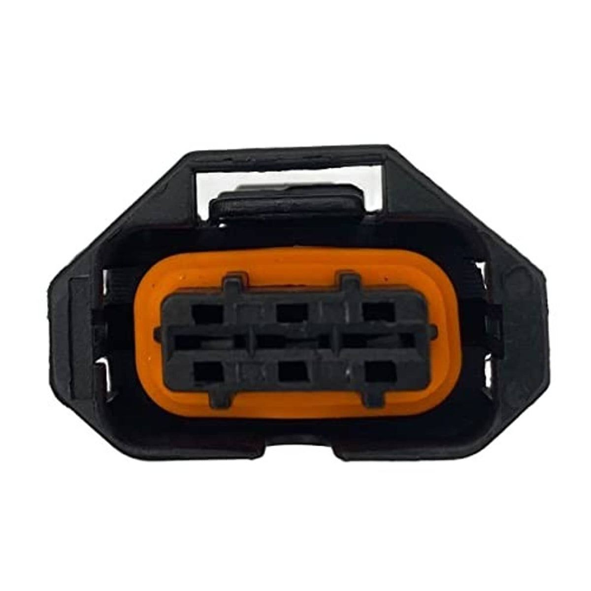 Throttle position sensor connector, orange terminal insert in black housing