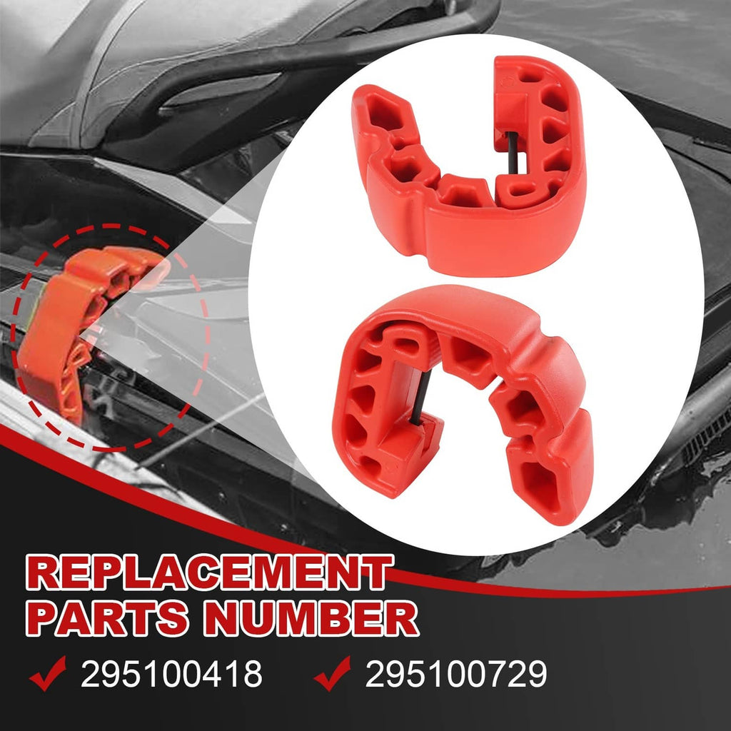Red bumper fender replacement inserts with black mounting base, two-piece set