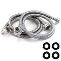 Stainless steel washing machine hoses set with metal couplings and rubber washers