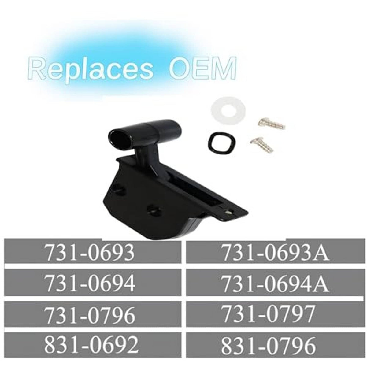 Throttle control handle kit with black bracket, loop ring, and two screws