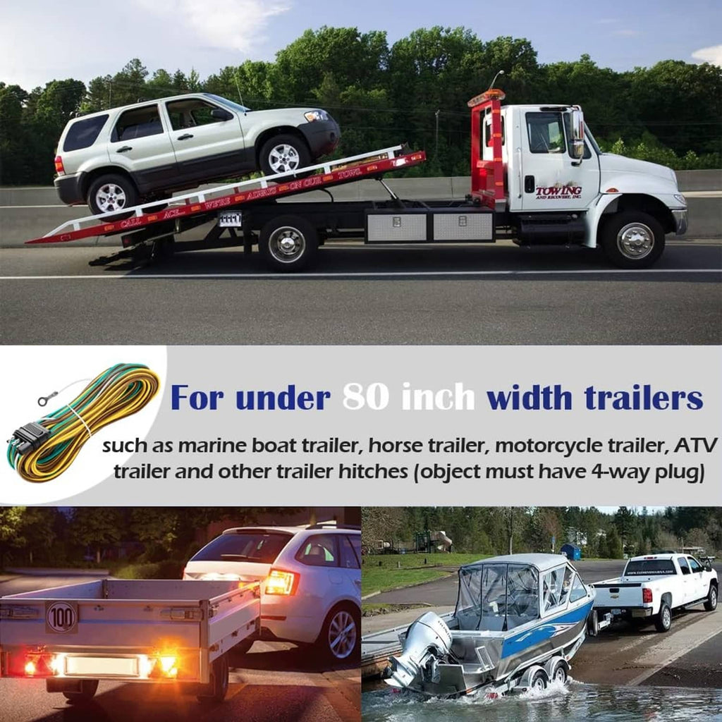 Trailer light wiring harness for 4-way plug applications with bundled color-coded wires