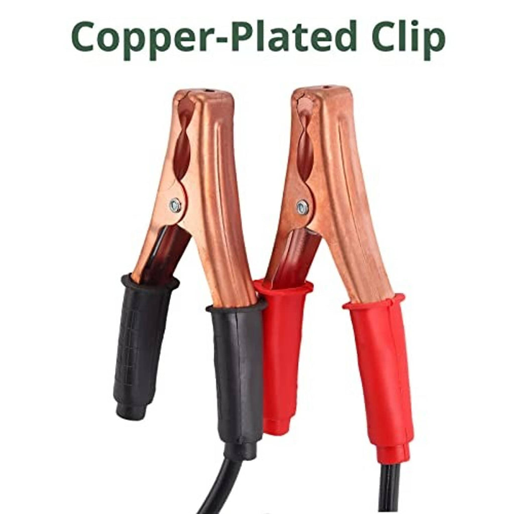 Copper-plated battery test clips with red and black insulated handles
